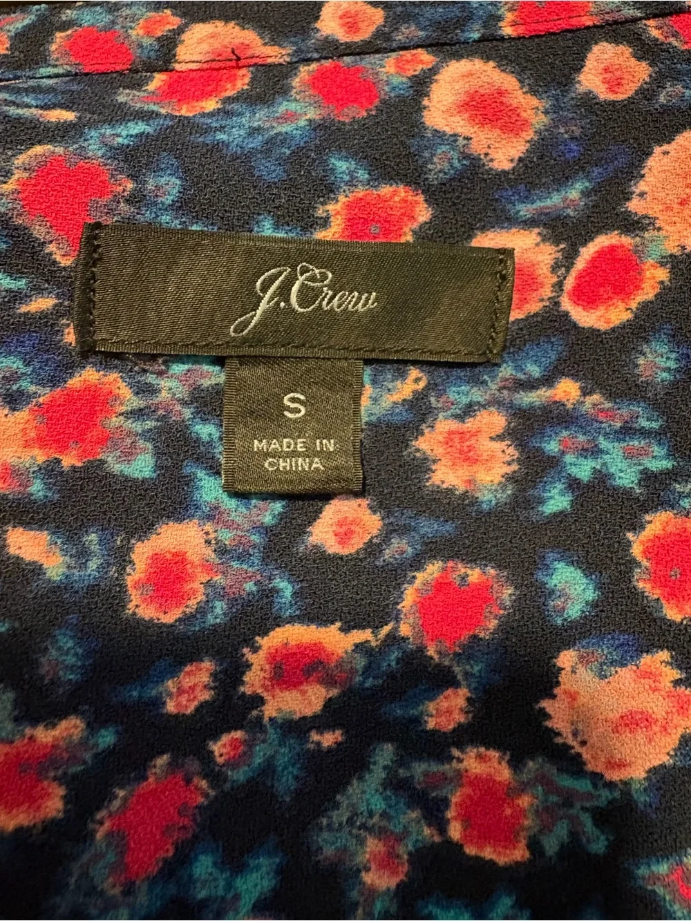 J.Crew Blue & Pink Floral Blouse Size Small Long Sleeve